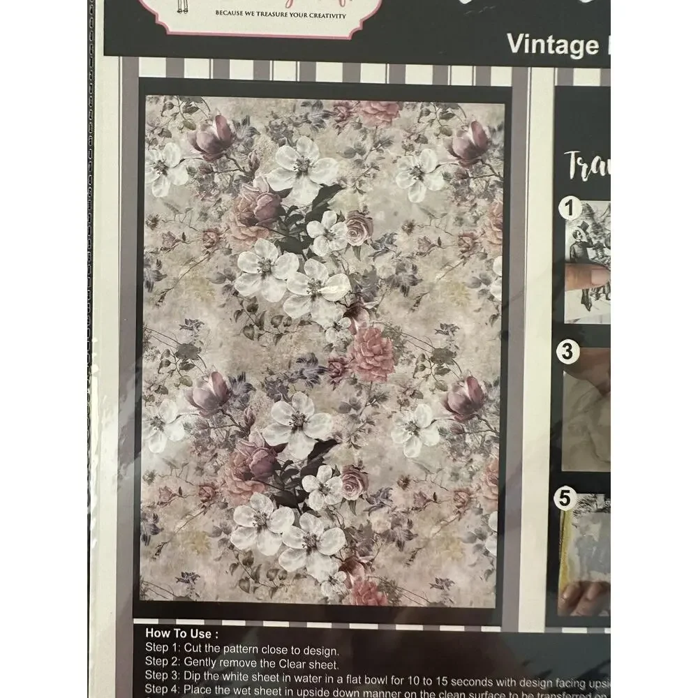 New Sealed Dress My Craft Transfer Me Vintage Floral #1 Flower Floral Dip In H2O